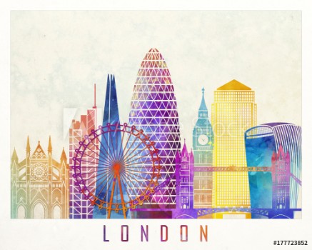 Picture of London landmarks watercolor poster